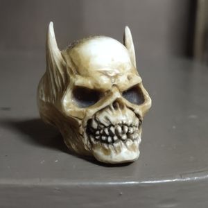 Hand carved Batman skull/bat demon ring made from antler size 11